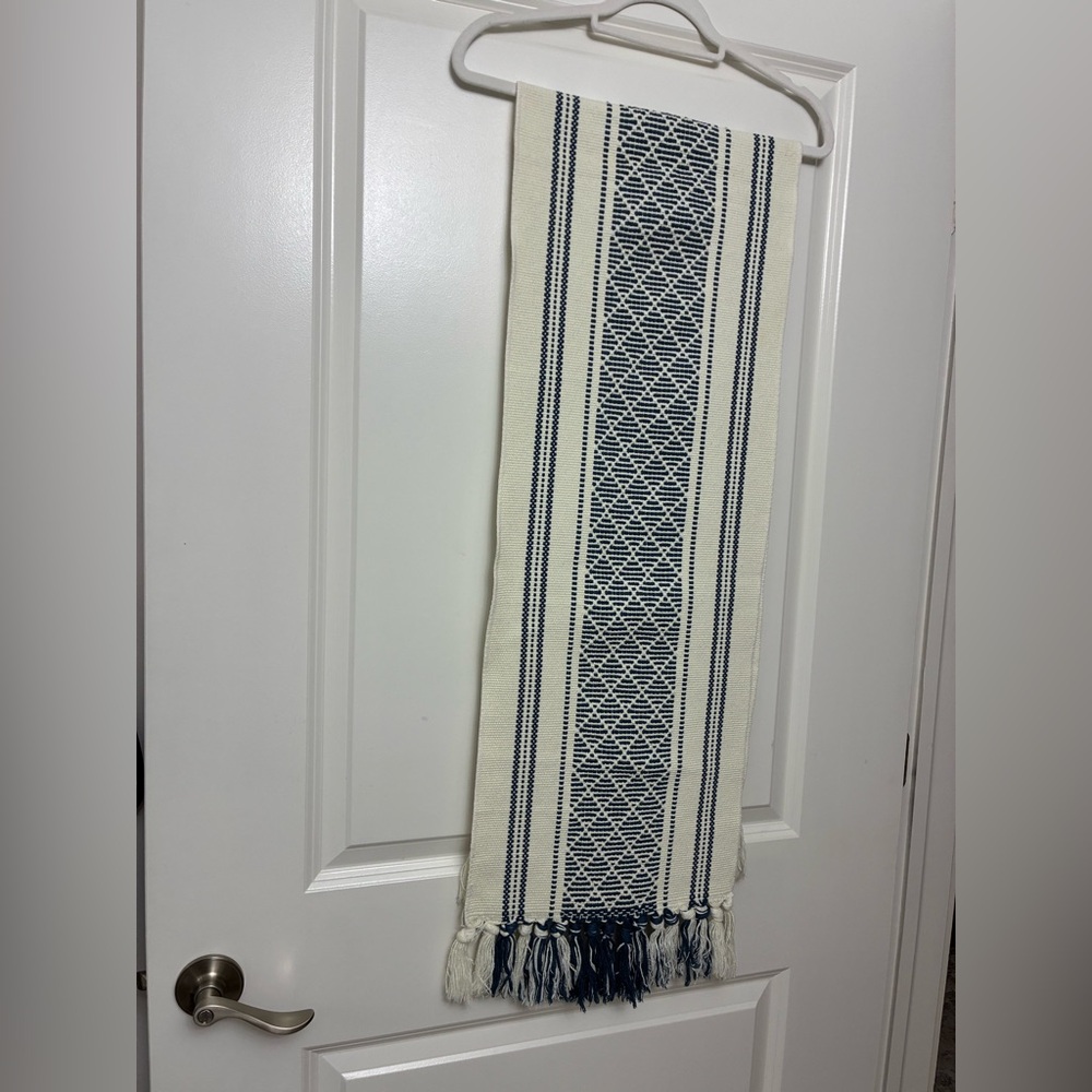 Blue and White Patterned Table Runner
